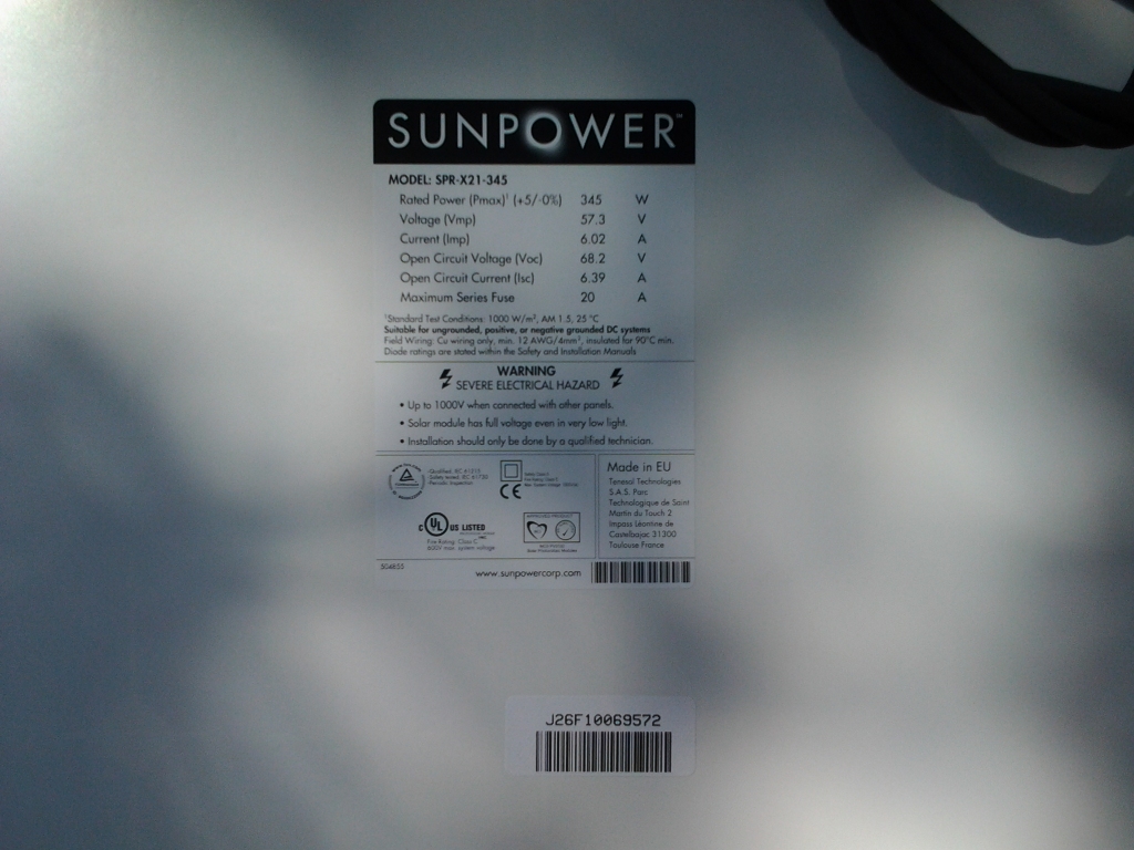 Impianto Fotovoltaico Lightland SunPower X21 Vitorchiano Viterbo Lazio Retro label